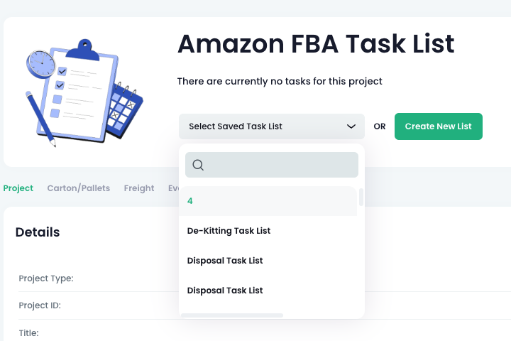 Task List Process Using Tasks Lists Within a Project